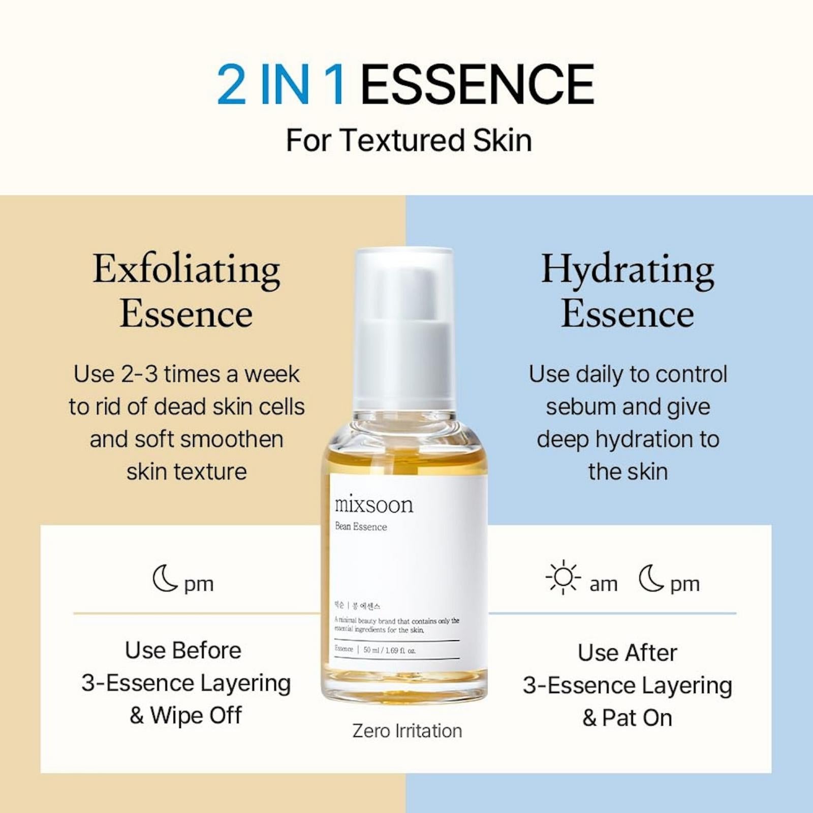 Mixsoon Bean Essence Brightening Hydrator – Fermented Soybean Korean Essence for Glass Skin, Hydration, Exfoliation, Tone Even 1.69 oz 2025 2026