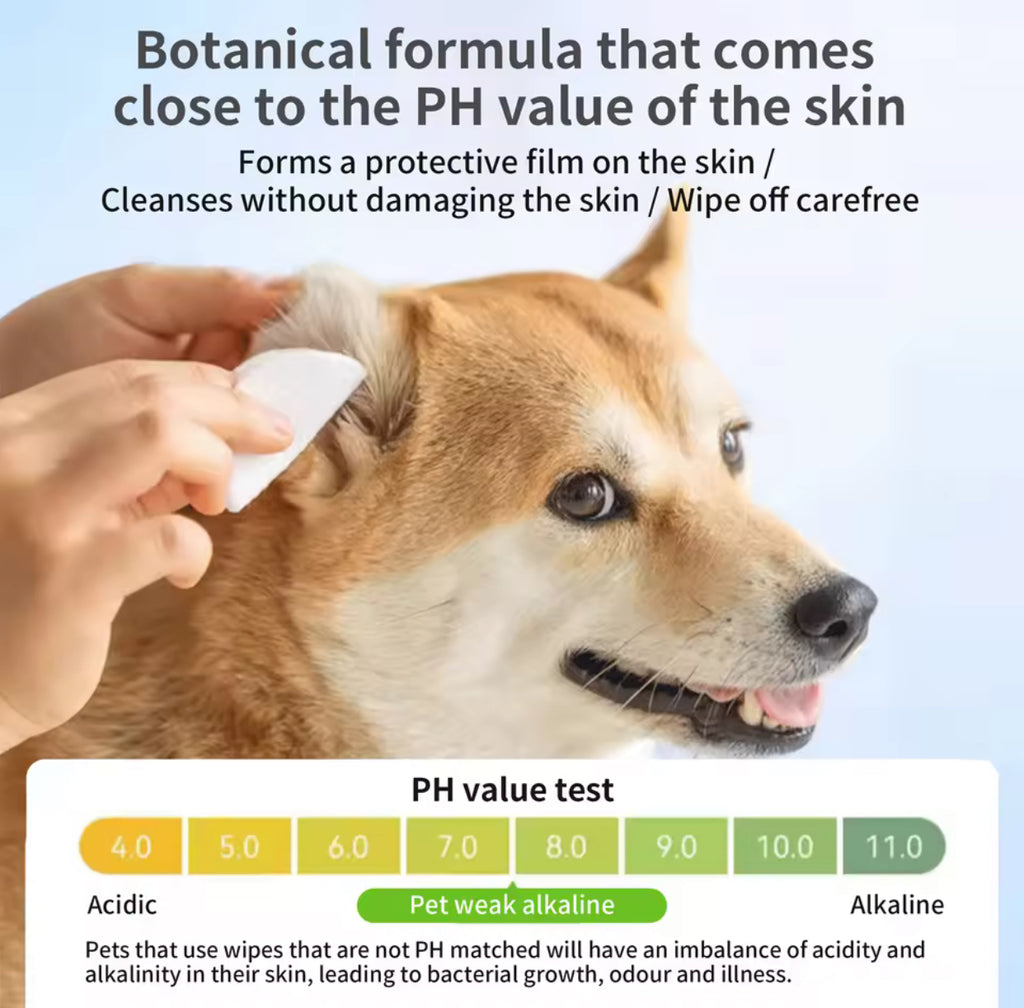 Pet Ear Cleaner Wipes for Dogs & Cats – Soft Finger Otic Cleaning Pads with Soothing Formula 200 Count