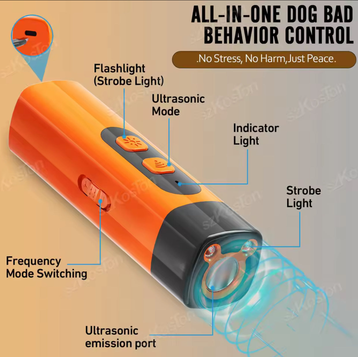 Rechargeable Ultrasonic Dog Bark Deterrent Device – Humane Anti Barking Trainer with LED Light for Small Medium Large Dogs, Stop Barking Safely 2025 2026