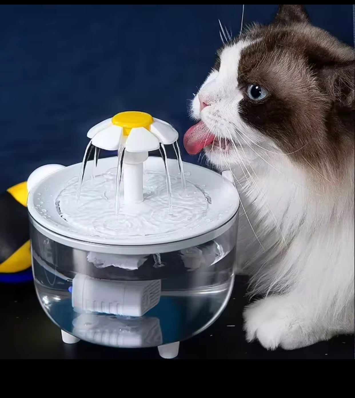 Cat Flower Water Dispenser, Recirculating Pet Water Dispenser, USB Powered, Silent, with Filter Foam for Cats and Small Dogs