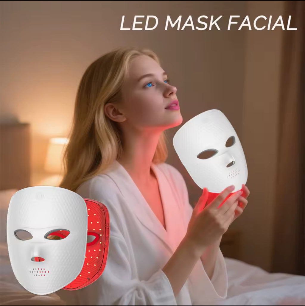 7-Color LED Face Mask with Red Light Therapy – Wireless Anti-Aging Skin Rejuvenation Mask