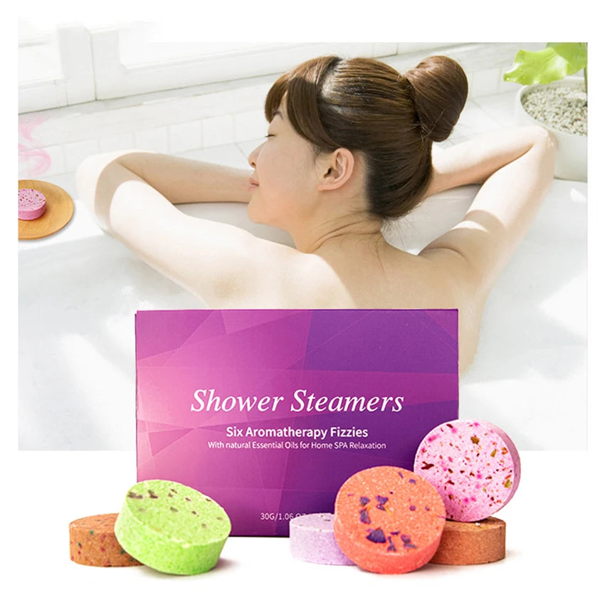 6PCS Shower Steamers Gift Set – Grapefruit Rose Vanilla Lavender Mint Eucalyptus Essential Oil Aromatherapy Shower Bombs for Relaxation, Stress Relief, Spa at Home