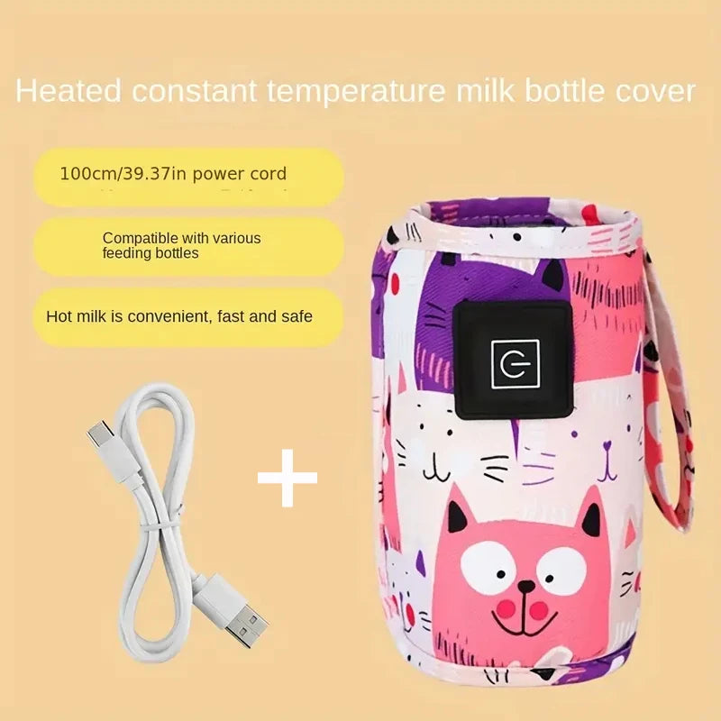 USB Portable Bottle Warmer – Travel Milk Water Heater Insulated Bag for Stroller Car, Nursing Feeding Warmer for Breastmilk Formula Baby Gift
