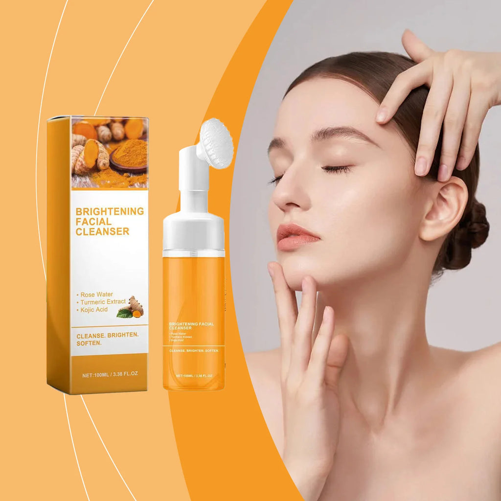 Turmeric Cleanser and Soap Set – Kojic Acid Blackhead Remover Deep Cleansing Oil Control Fade Acne Marks Brighten Skin Glow Duo