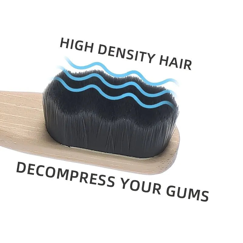 Bamboo Toothbrush Set 4-Pack – Charcoal Bristles Sustainable Oral Care Zero Waste