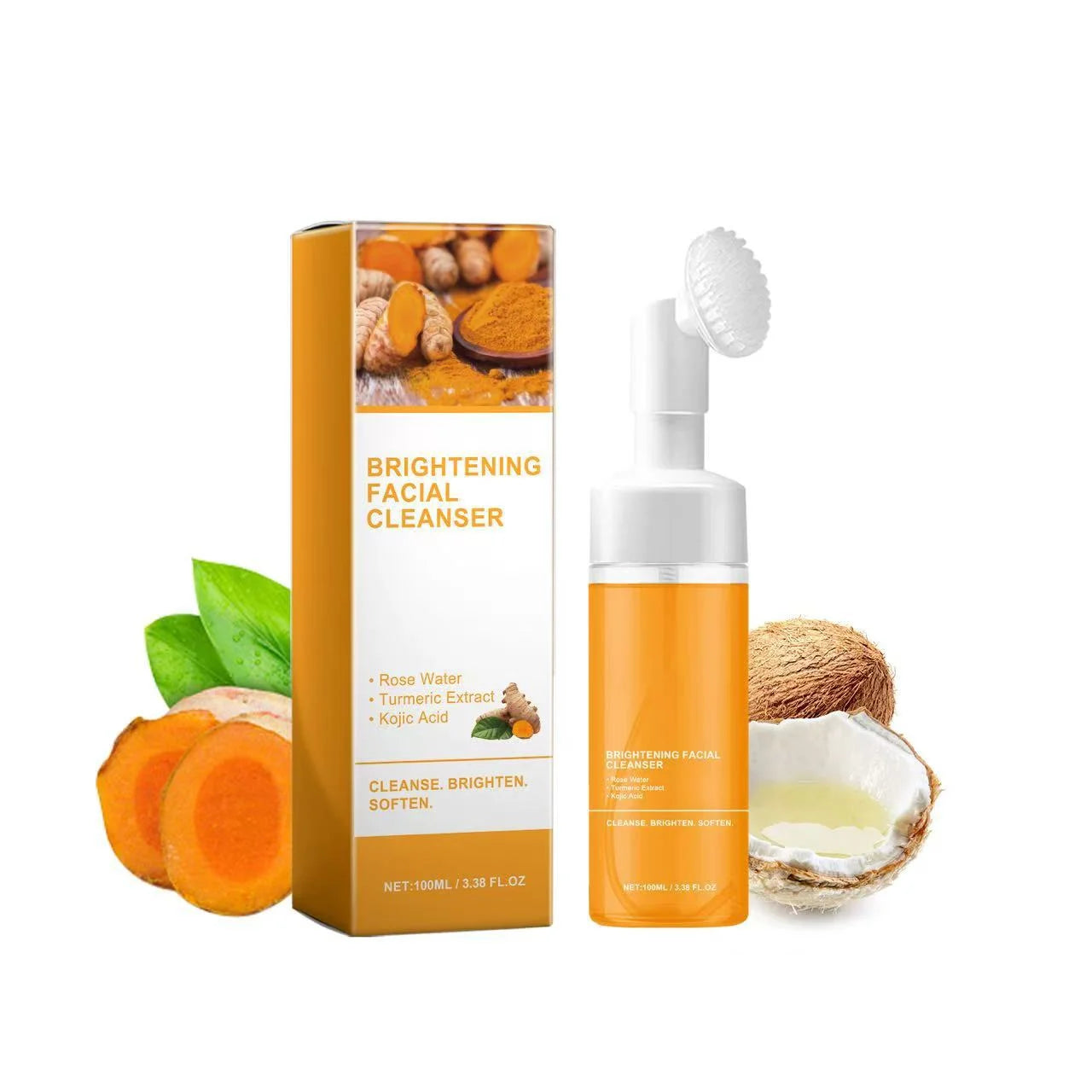 Turmeric Cleanser and Soap Set – Kojic Acid Blackhead Remover Deep Cleansing Oil Control Fade Acne Marks Brighten Skin Glow Duo