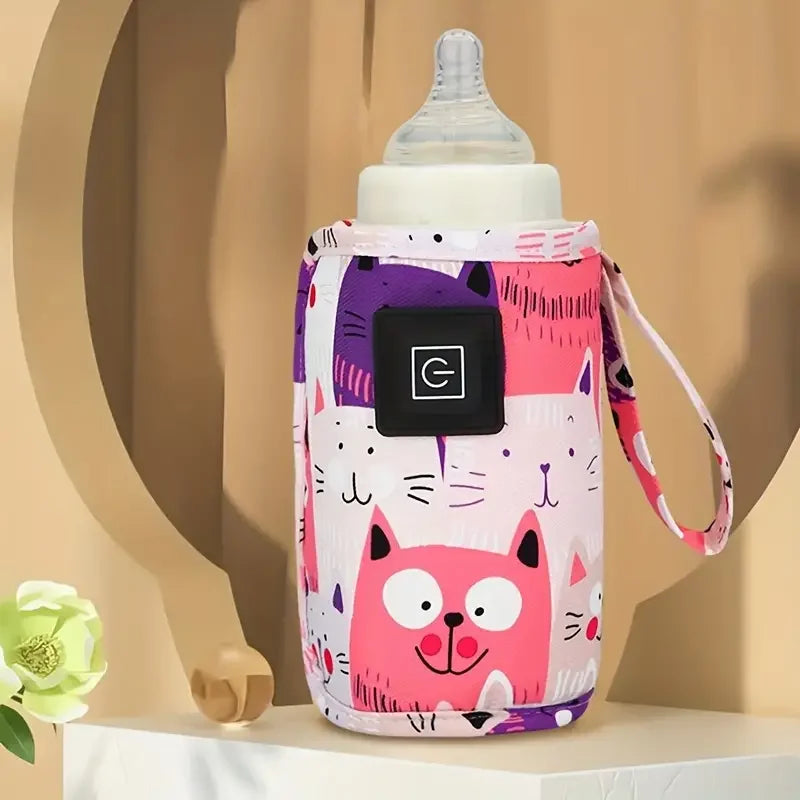 USB Portable Bottle Warmer – Travel Milk Water Heater Insulated Bag for Stroller Car, Nursing Feeding Warmer for Breastmilk Formula Baby Gift