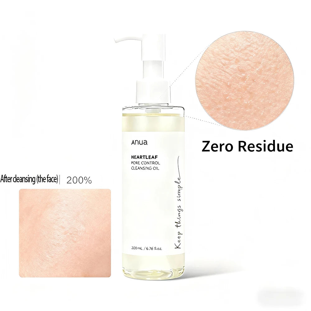 Anua Heartleaf Pore Control Cleansing Oil – Gentle Makeup Remover Blackhead Cleanser for Oily Sensitive Skin, Korean Double Cleanse 200ml 2025 2026