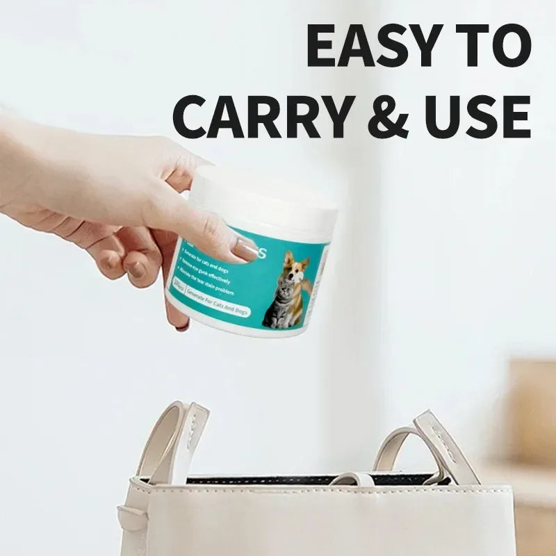 Pet Eye Wipes for Dogs & Cats – Tear Stain Remover Cleaning Wet Tissues 100 Count