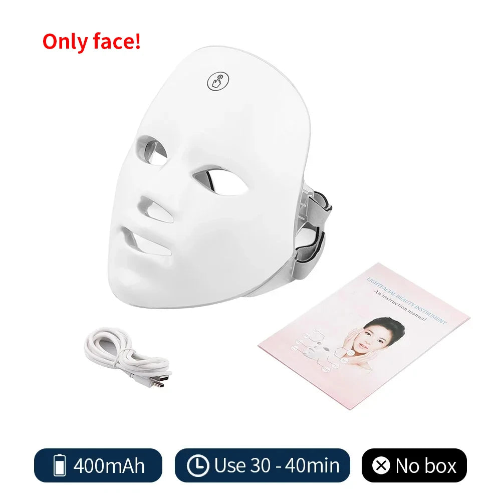 7-Color LED Face Mask with Red Light Therapy – Wireless Anti-Aging Skin Rejuvenation Mask
