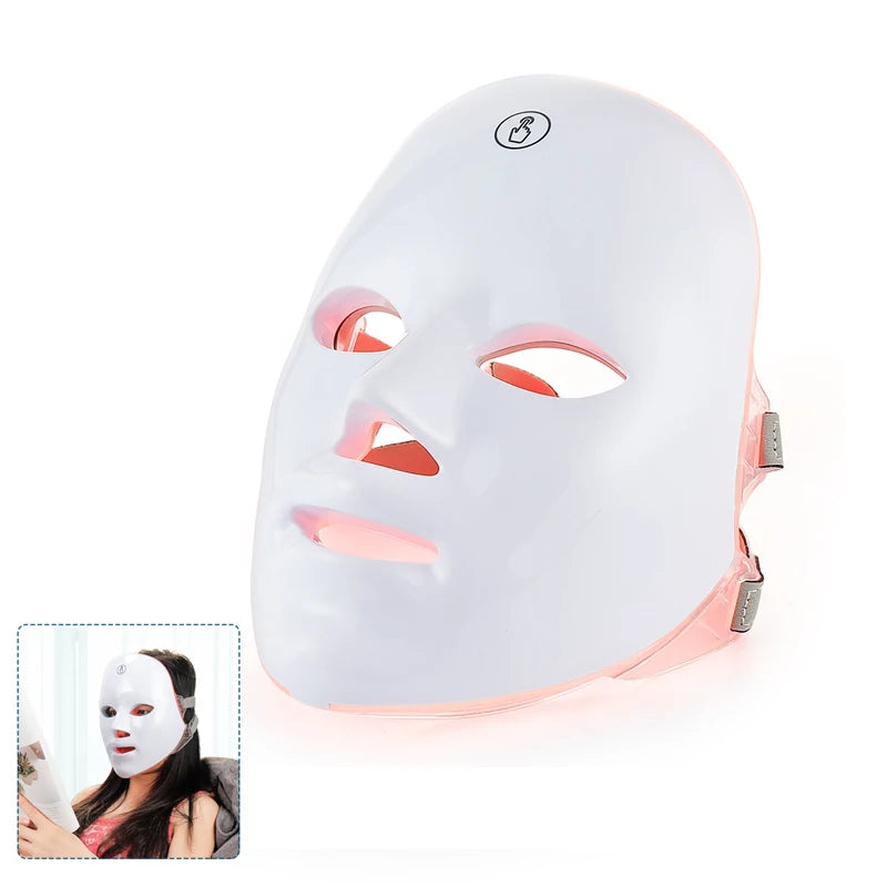 7-Color LED Face Mask with Red Light Therapy – Wireless Anti-Aging Skin Rejuvenation Mask