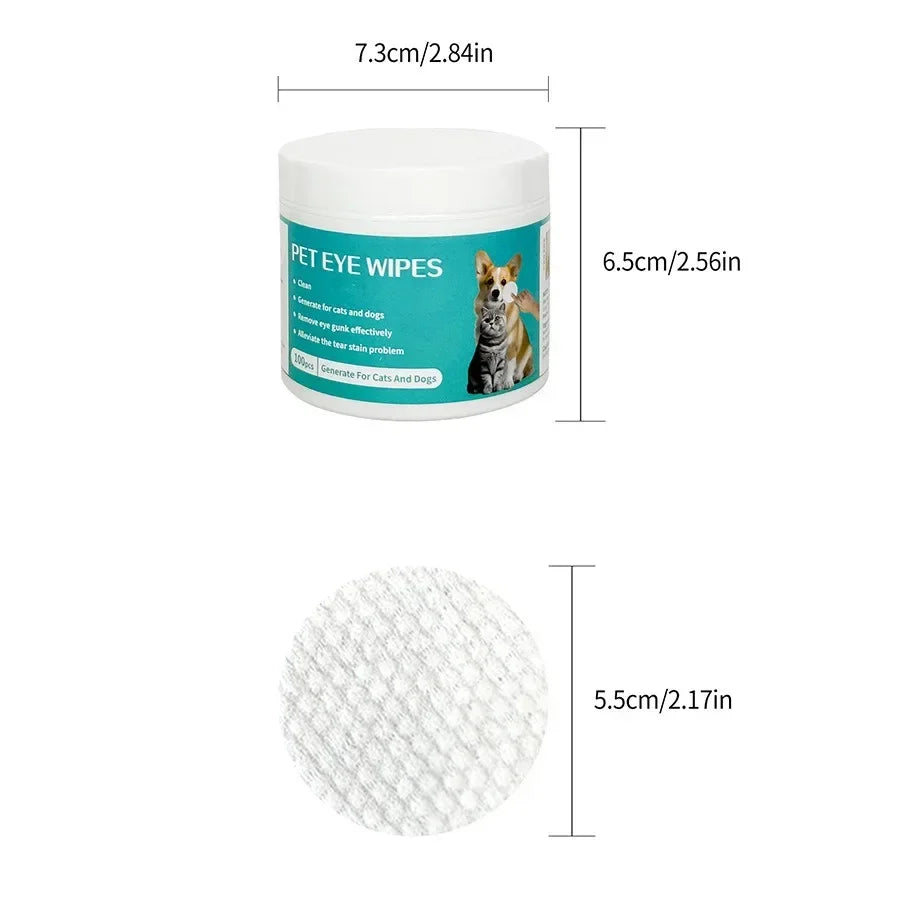 Pet Eye Wipes for Dogs & Cats – Tear Stain Remover Cleaning Wet Tissues 100 Count