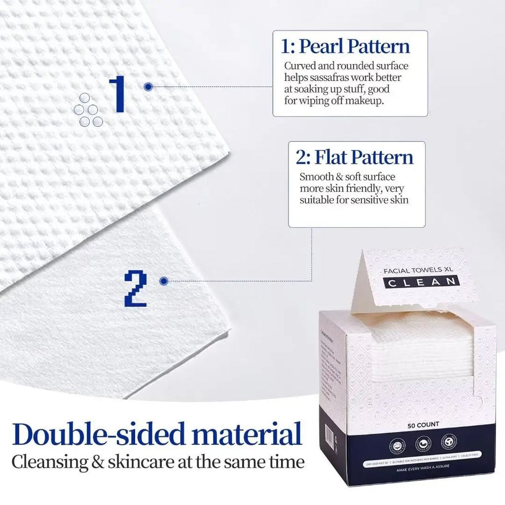 Clean Skin Clean Towels XL – 100% Biobased Disposable Makeup Remover Wipes for Sensitive Skin, Eczema Approved, Ultra Soft Face Towels 50 Count 2025 2026