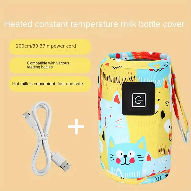 USB Portable Bottle Warmer – Travel Milk Water Heater Insulated Bag for Stroller Car, Nursing Feeding Warmer for Breastmilk Formula Baby Gift