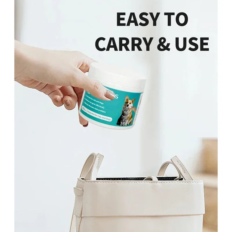 Pet Eye Wipes for Dogs & Cats – Tear Stain Remover Cleaning Wet Tissues 100 Count