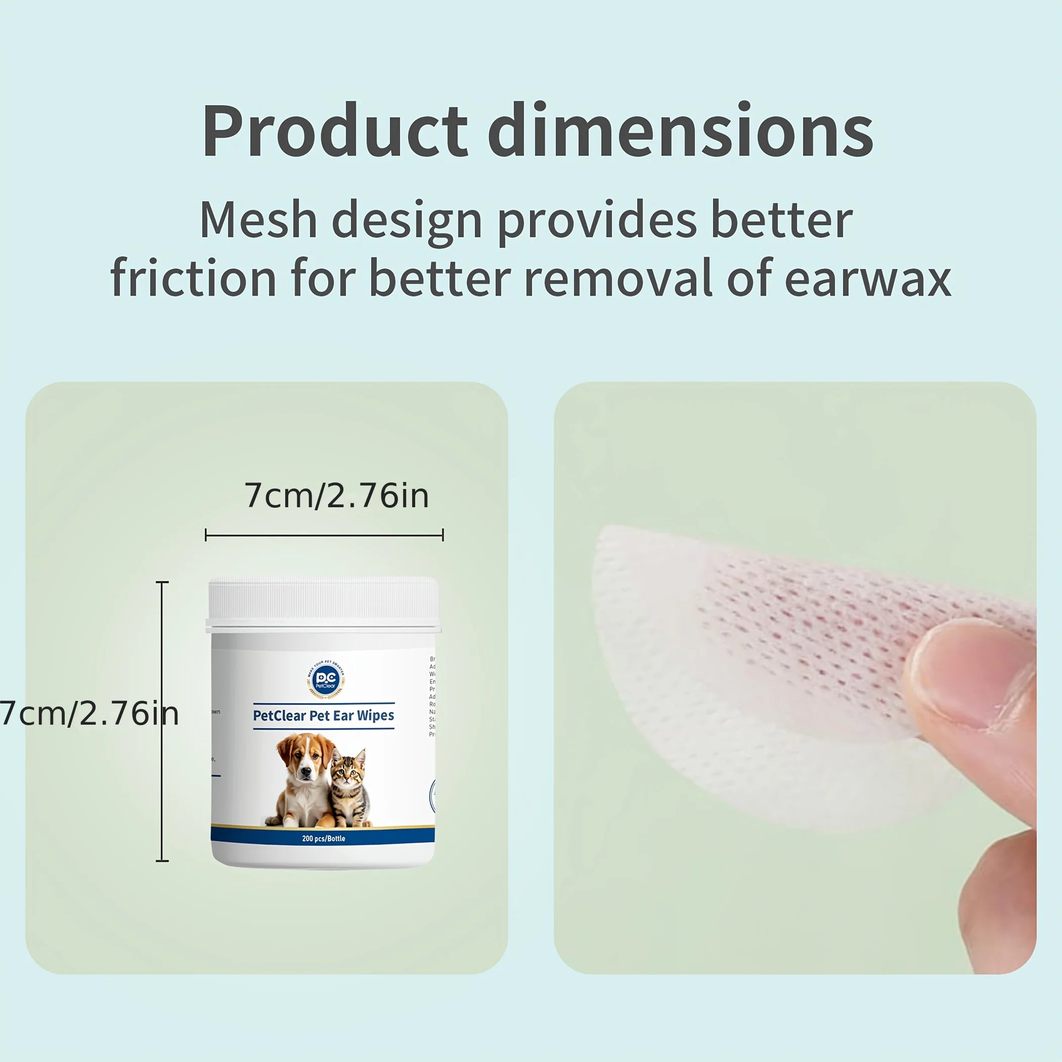 Pet Ear Cleaner Wipes for Dogs & Cats – Soft Finger Otic Cleaning Pads with Soothing Formula 200 Count