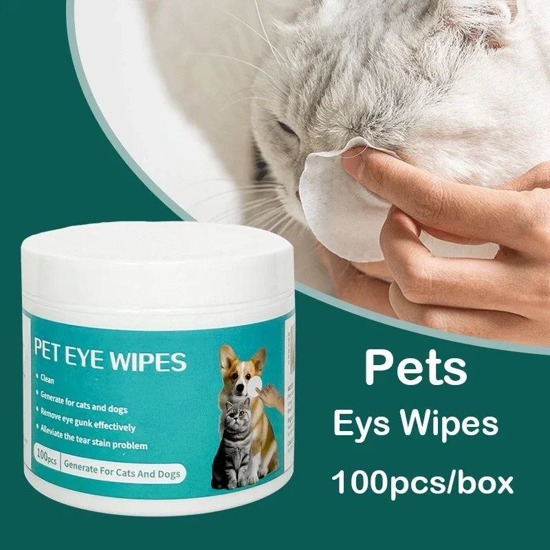 Pet Eye Wipes for Dogs & Cats – Tear Stain Remover Cleaning Wet Tissues 100 Count