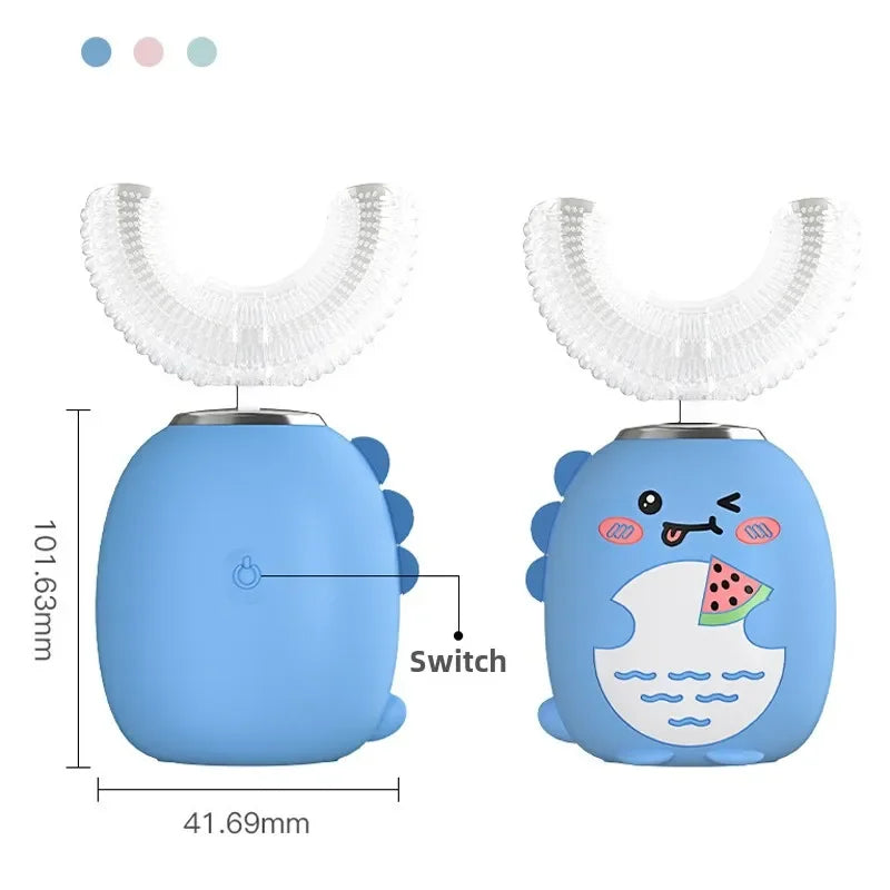 U-Shaped Electric Toothbrush for Kids – 360° Cartoon Silicone Automatic Rechargeable Sonic Children Toothbrush Ages , Smart Gentle Clean