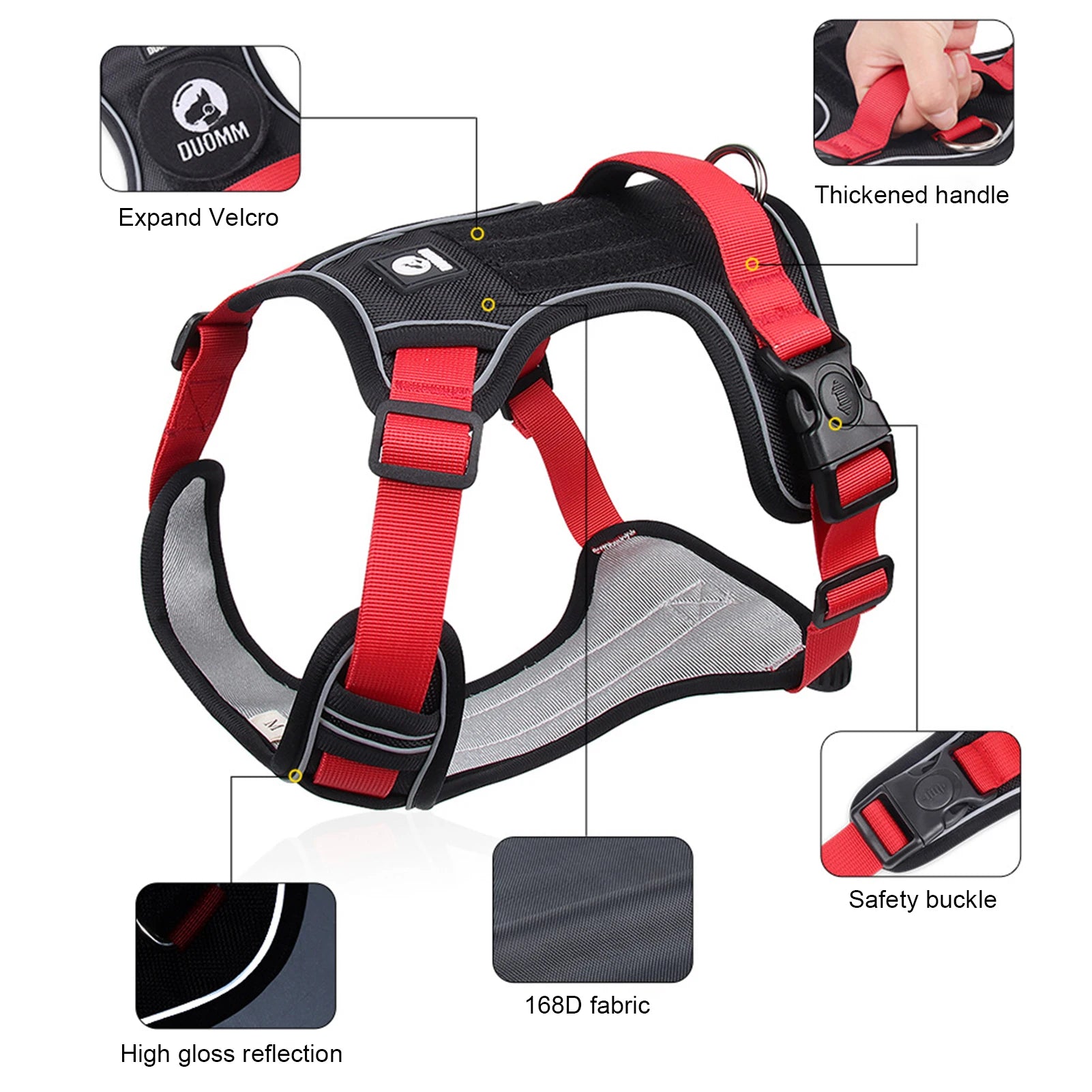 Reflective Tactical Dog Harness 1680D Waterproof – Med/Large